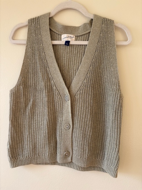 Universal Thread Sweaters - Universal Thread Olive Green Knit Button-Front Sweater Vest